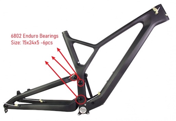 Bearing Size Full suspension bike frame